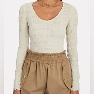 FRAME shirred jersey scoop neck top size medium designer luxury shirt